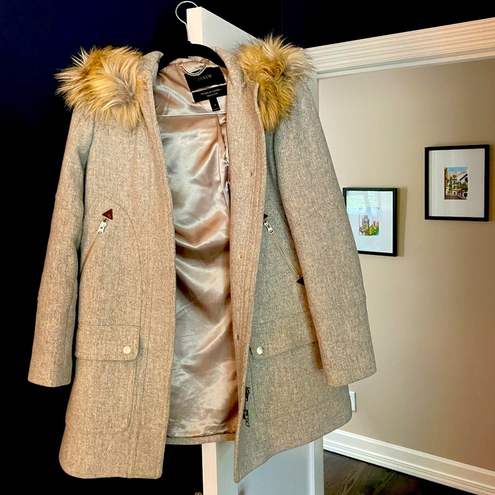 J Crew Stadium Cloth Coat with Hood